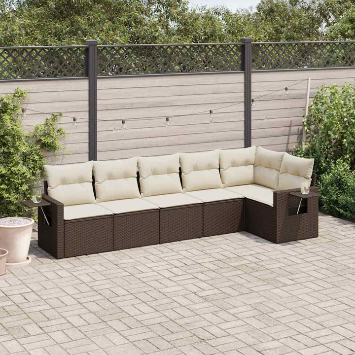 Set Canapele De Grădină Cu Perne, 6 Piese, Bej, Poliratan