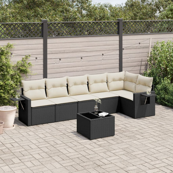 Set Canapele De Grădină Cu Perne, 6 Piese, Bej, Poliratan