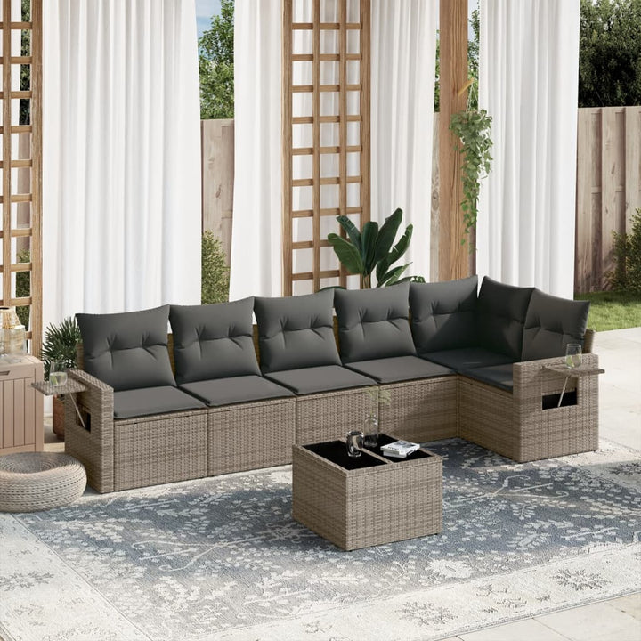 Set Canapele De Grădină Cu Perne, 6 Piese, Bej, Poliratan