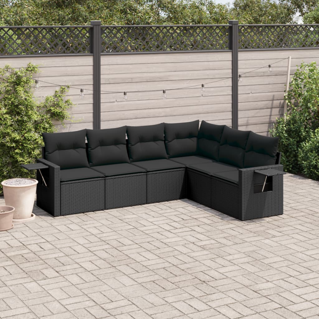 Set Canapele De Grădină Cu Perne, 6 Piese, Bej, Poliratan