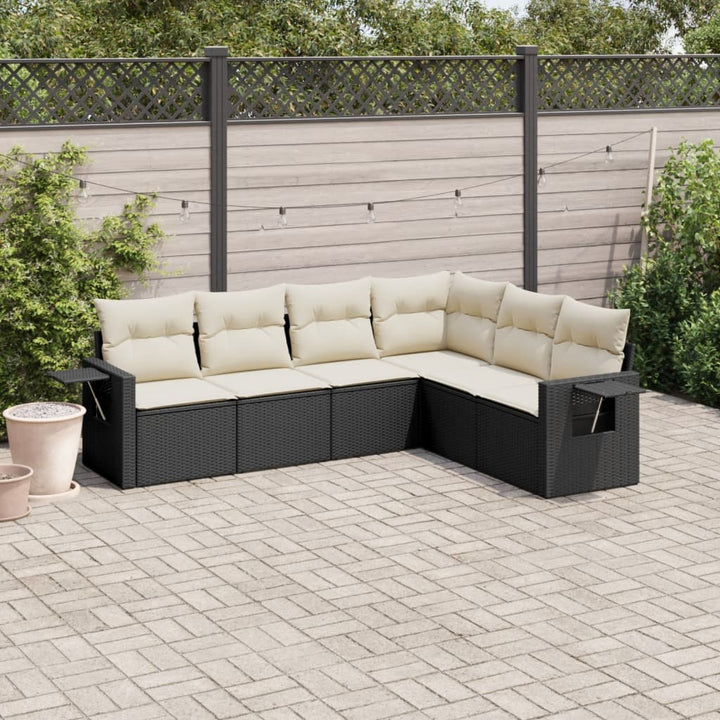 Set Canapele De Grădină Cu Perne, 6 Piese, Bej, Poliratan