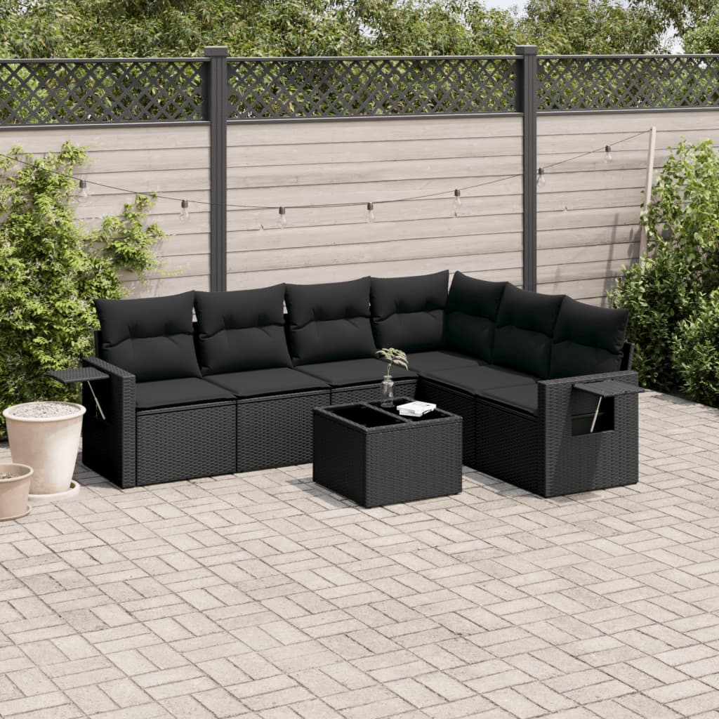 Set Canapele De Grădină Cu Perne, 6 Piese, Bej, Poliratan