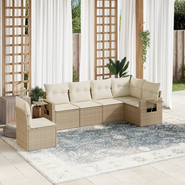 Set Mobilier Grădină Cu Perne, 6 Piese, , Poliratan