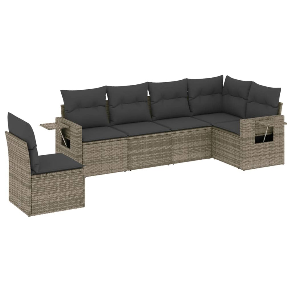 Set Mobilier Grădină Cu Perne, 6 Piese, , Poliratan