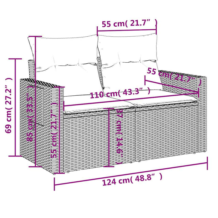 Set Mobilier Grădină Cu Perne, 6 Piese, , Poliratan
