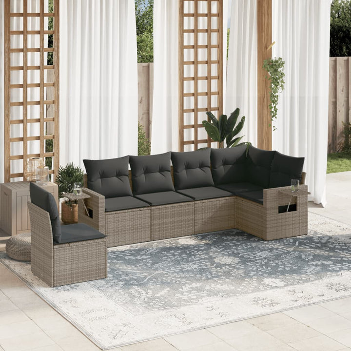 Set Mobilier Grădină Cu Perne, 6 Piese, , Poliratan