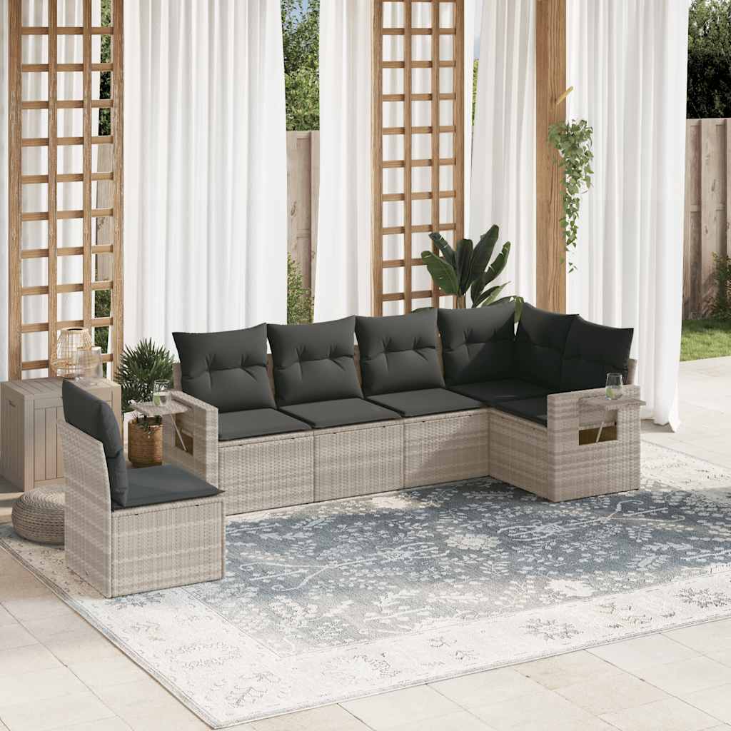 Set Mobilier Grădină Cu Perne, 6 Piese, , Poliratan