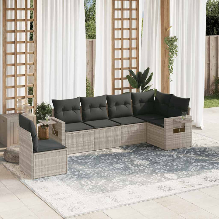 Set Mobilier Grădină Cu Perne, 6 Piese, , Poliratan