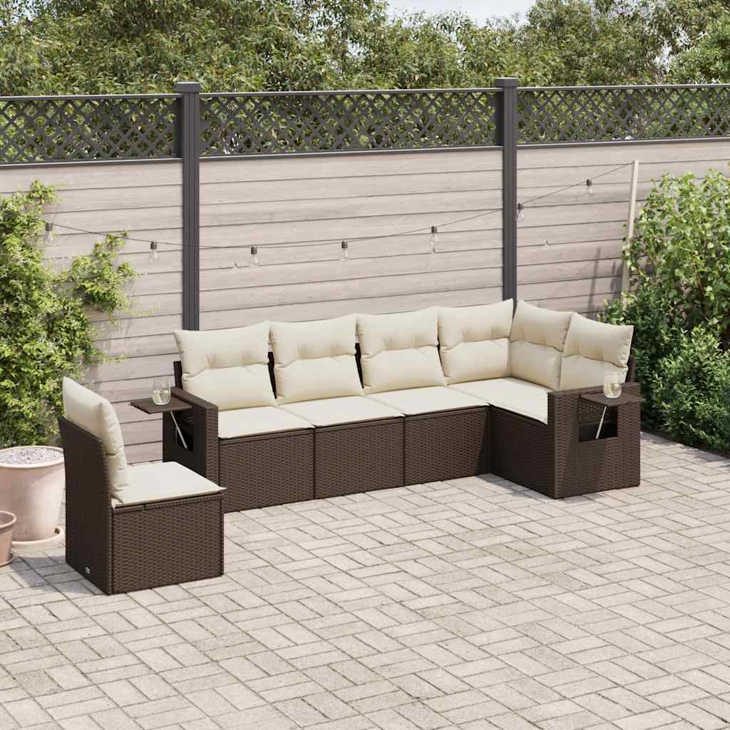 Set Mobilier Grădină Cu Perne, 6 Piese, , Poliratan