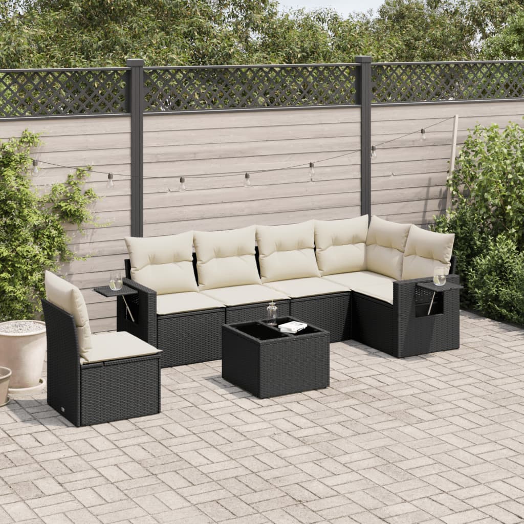 Set Mobilier Grădină Cu Perne, 6 Piese, , Poliratan