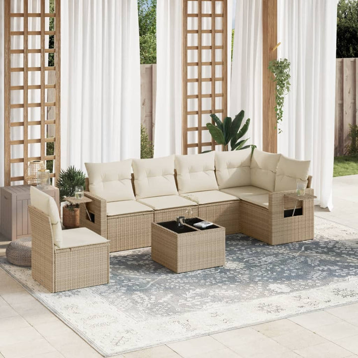 Set Mobilier Grădină Cu Perne, 6 Piese, , Poliratan