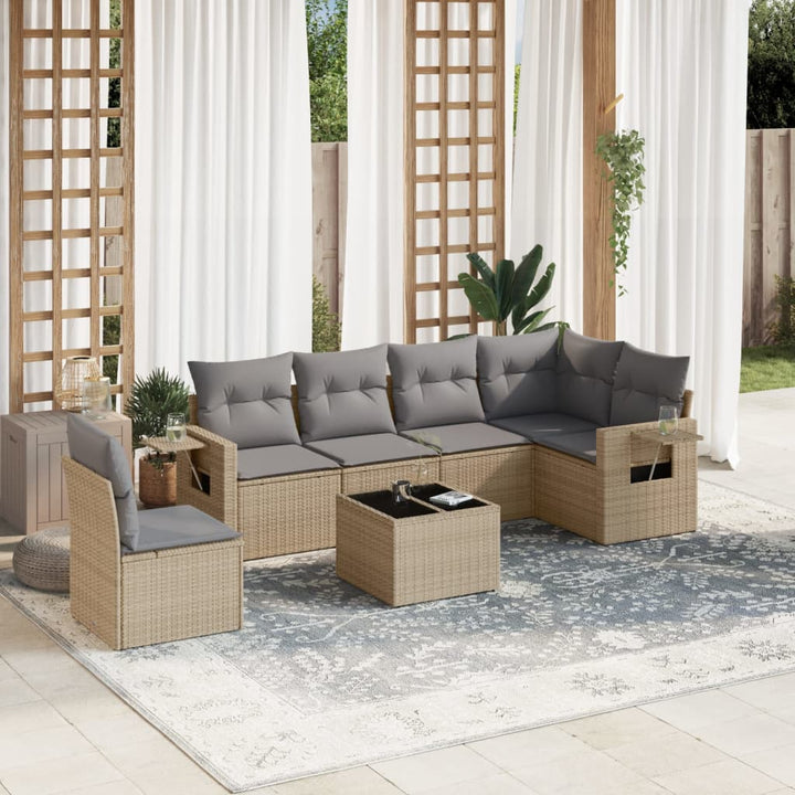 Set Mobilier Grădină Cu Perne, 6 Piese, , Poliratan