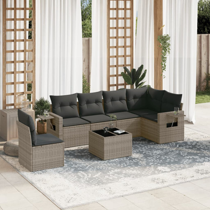 Set Mobilier Grădină Cu Perne, 6 Piese, , Poliratan