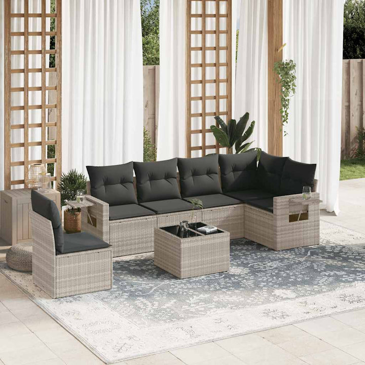 Set Mobilier Grădină Cu Perne, 6 Piese, , Poliratan