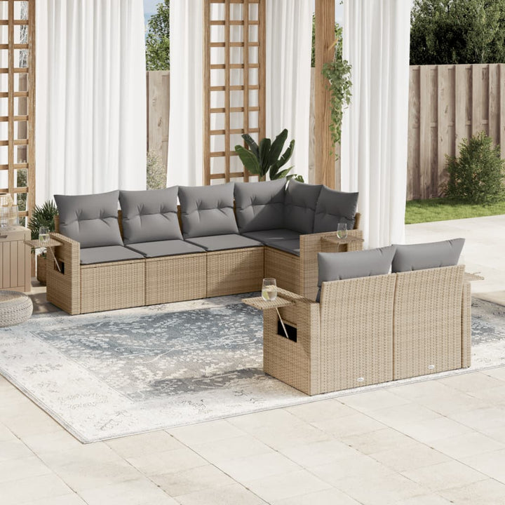 Set Canapele De Grădină, 7 Piese, Cu Perne, , Poliratan