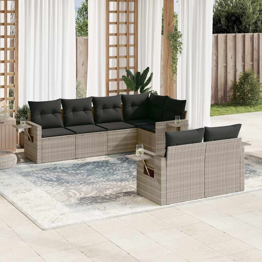 Set Canapele De Grădină, 7 Piese, Cu Perne, , Poliratan