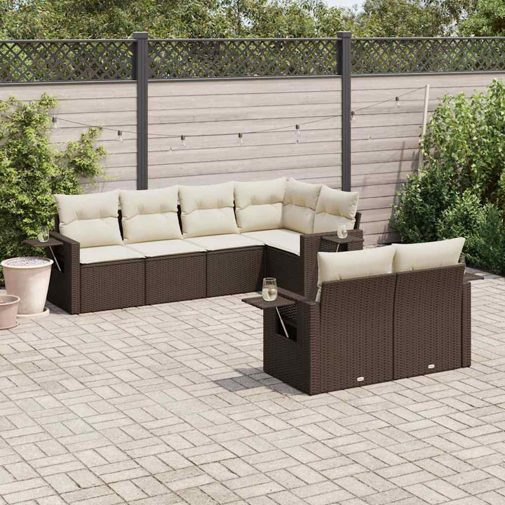 Set Canapele De Grădină, 7 Piese, Cu Perne, , Poliratan