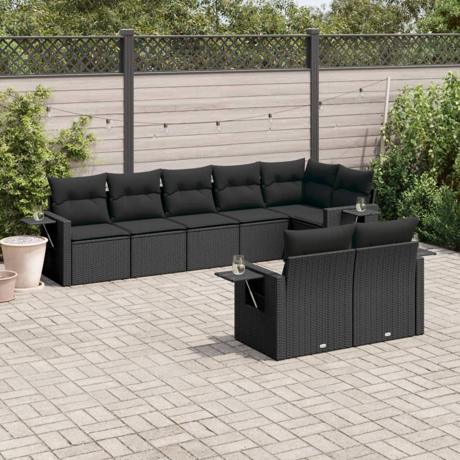 Set Mobilier De Grădină Cu Perne, 8 Piese, , Poliratan