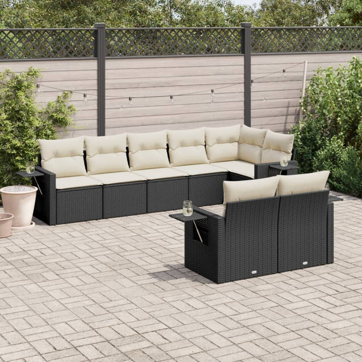 Set Mobilier De Grădină Cu Perne, 8 Piese, , Poliratan