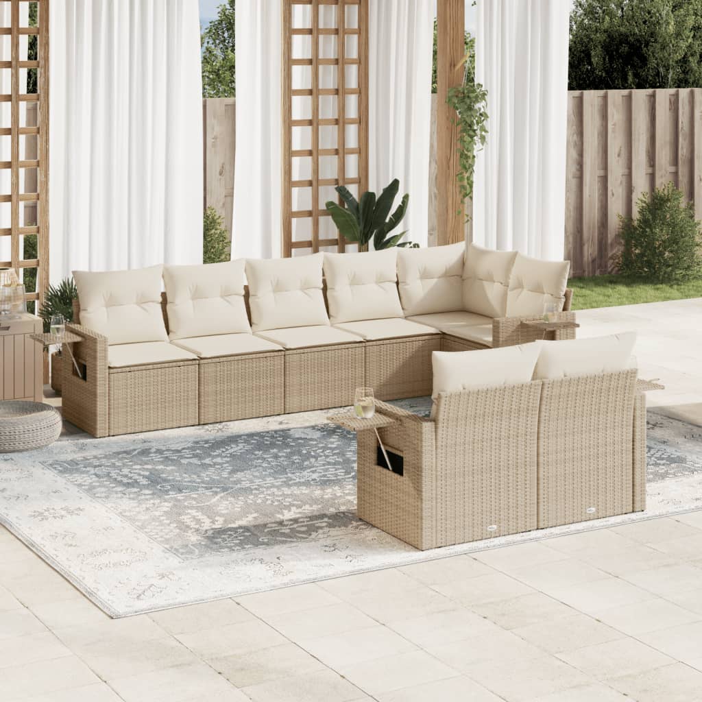 Set Mobilier De Grădină Cu Perne, 8 Piese, , Poliratan