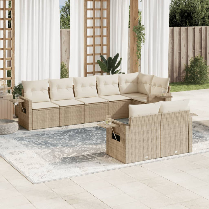 Set Mobilier De Grădină Cu Perne, 8 Piese, , Poliratan