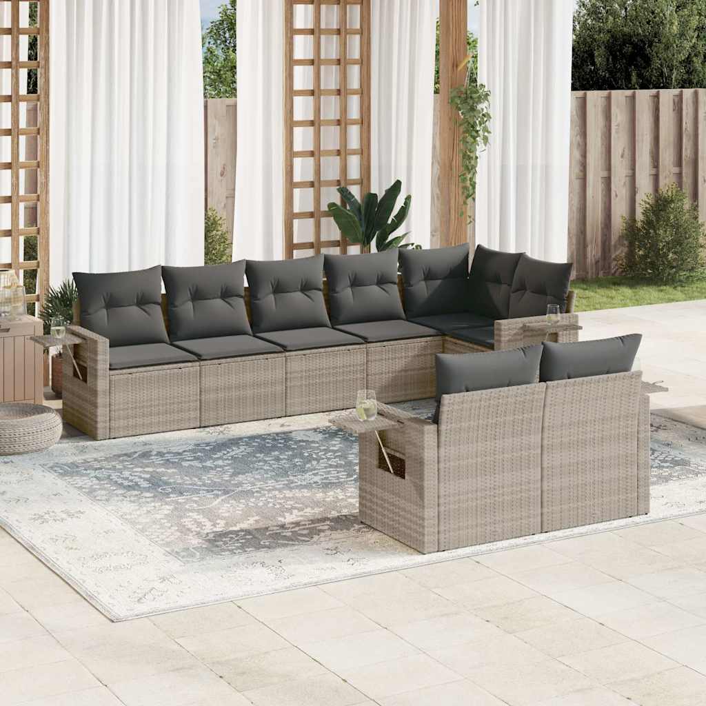 Set Mobilier De Grădină Cu Perne, 8 Piese, , Poliratan