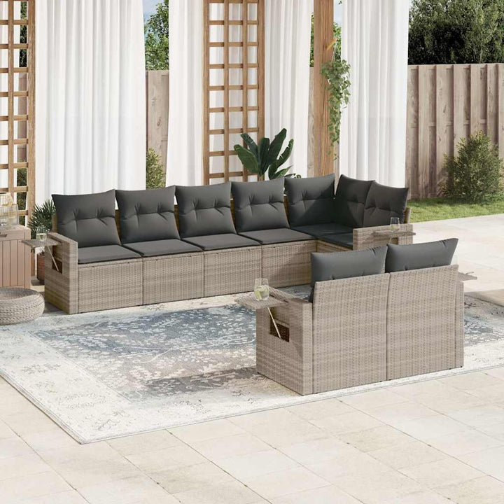 Set Mobilier De Grădină Cu Perne, 8 Piese, , Poliratan