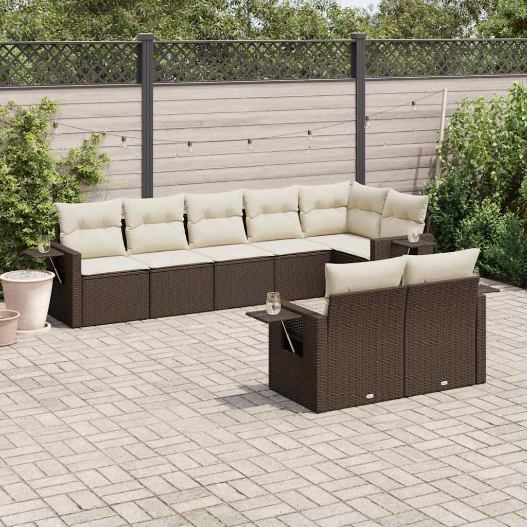 Set Mobilier De Grădină Cu Perne, 8 Piese, , Poliratan