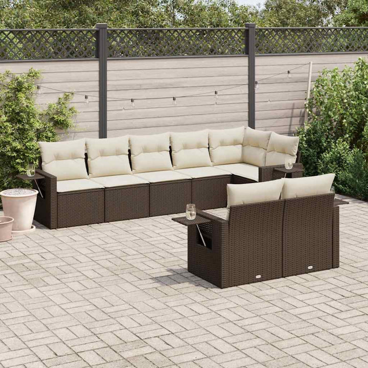 Set Mobilier De Grădină Cu Perne, 8 Piese, , Poliratan