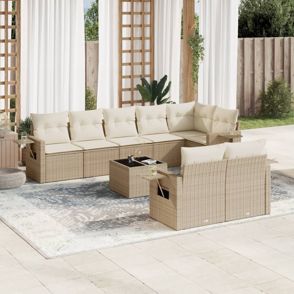 Set Mobilier De Grădină Cu Perne, 8 Piese, , Poliratan