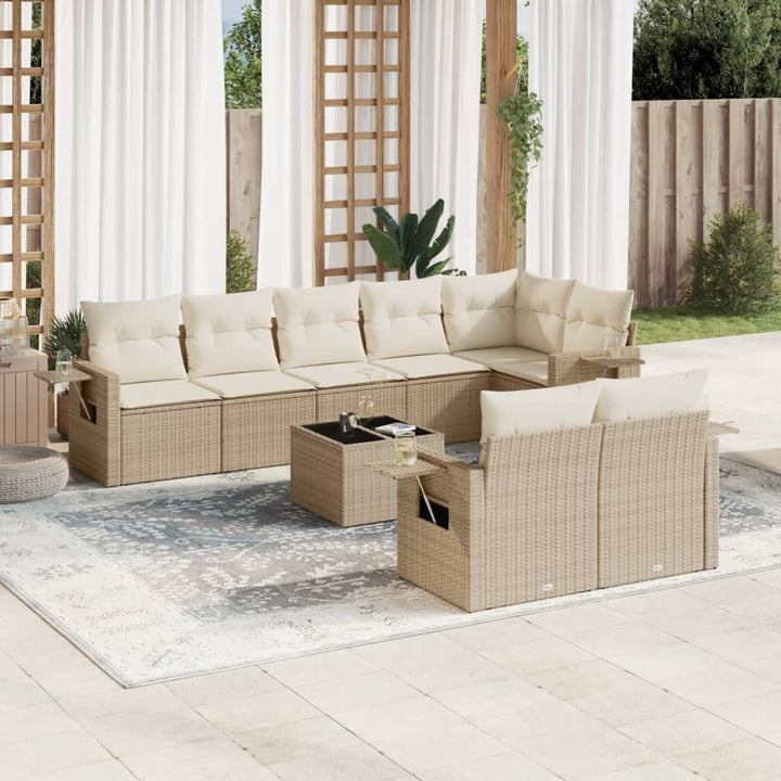 Set Mobilier De Grădină Cu Perne, 8 Piese, , Poliratan