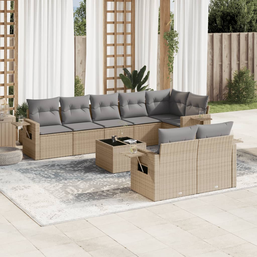 Set Mobilier De Grădină Cu Perne, 8 Piese, , Poliratan