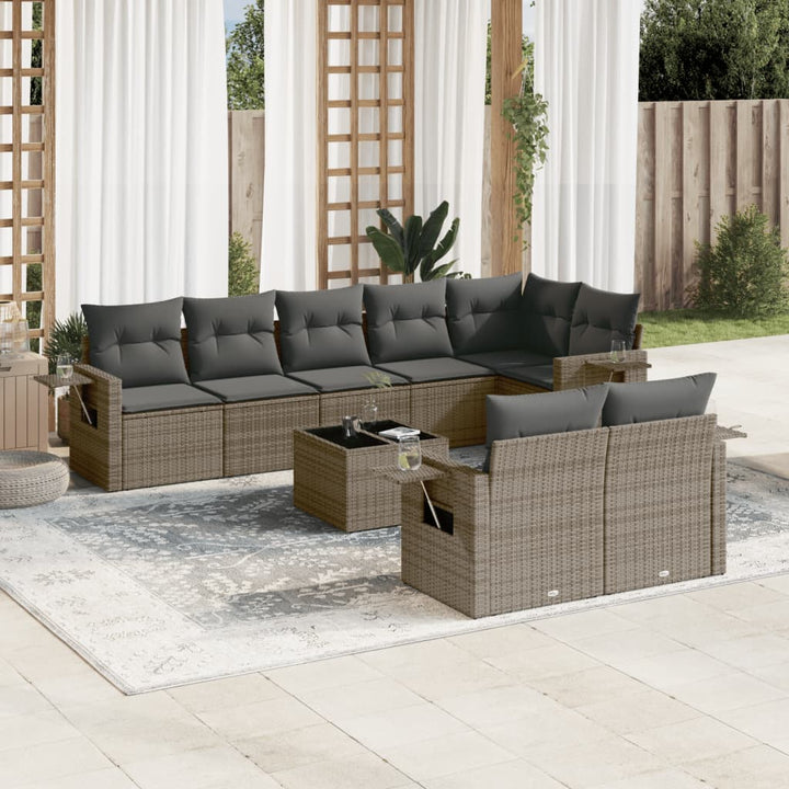 Set Mobilier De Grădină Cu Perne, 8 Piese, , Poliratan