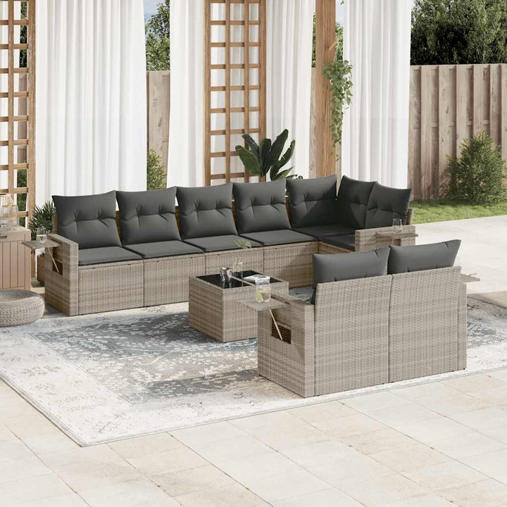 Set Mobilier De Grădină Cu Perne, 8 Piese, , Poliratan