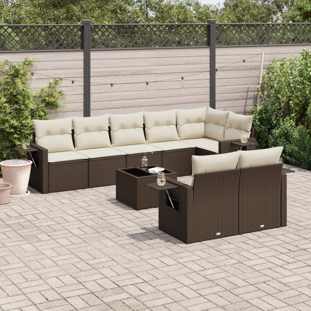 Set Mobilier De Grădină Cu Perne, 8 Piese, , Poliratan