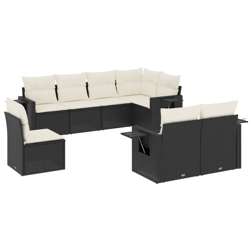 Set Mobilier De Grădină Cu Perne, 8 Piese, Negru, Poliratan