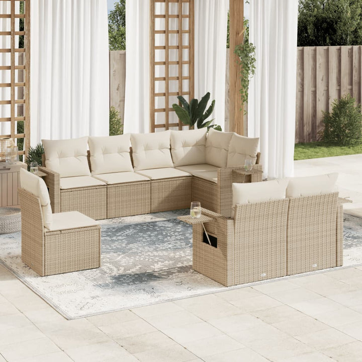 Set Mobilier De Grădină Cu Perne, 8 Piese, Negru, Poliratan