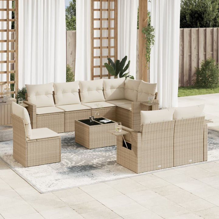 Set Mobilier De Grădină Cu Perne, 8 Piese, Negru, Poliratan