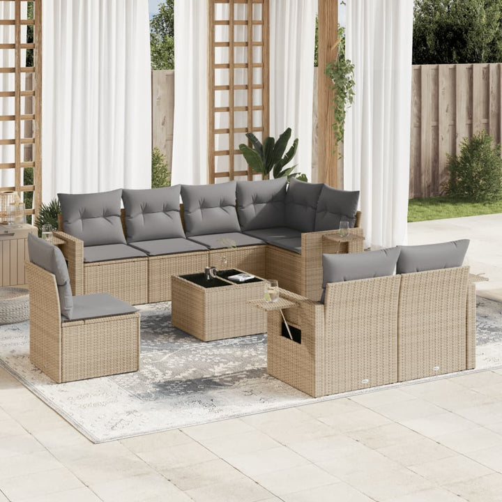 Set Mobilier De Grădină Cu Perne, 8 Piese, Negru, Poliratan