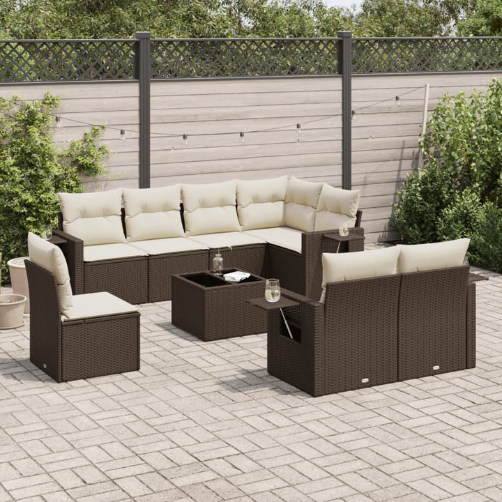 Set Mobilier De Grădină Cu Perne, 8 Piese, Negru, Poliratan