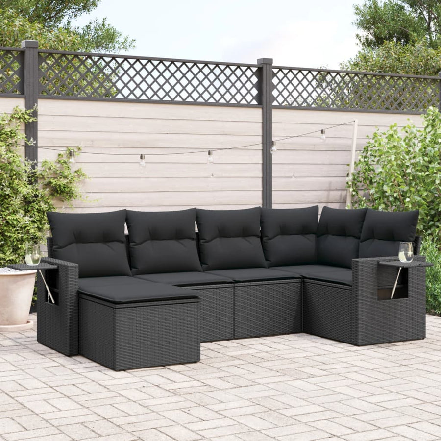 Set Mobilier De Grădină Cu Perne, 6 Piese, , Poliratan