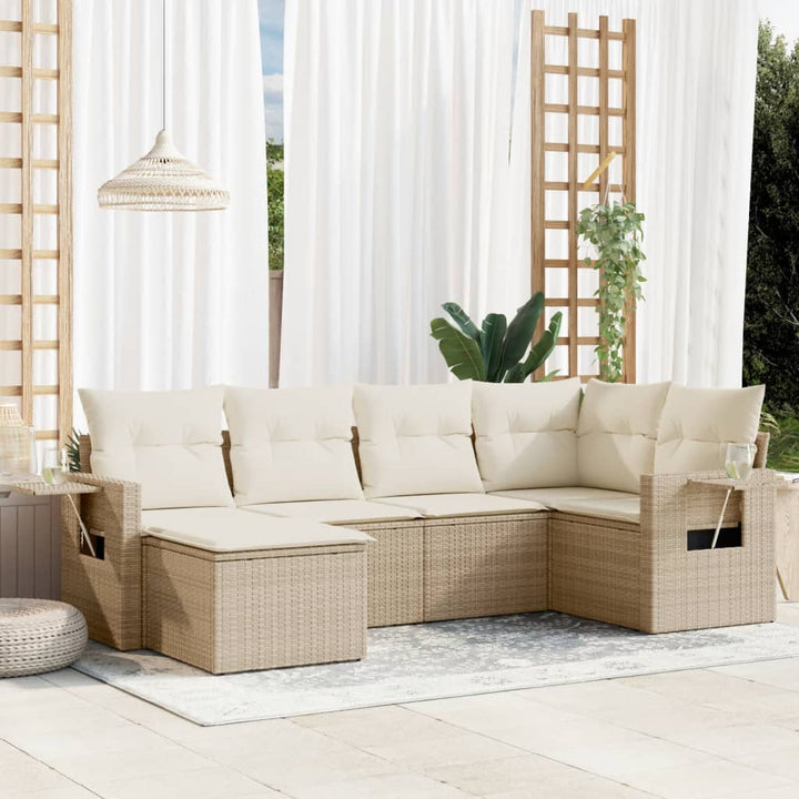Set Mobilier De Grădină Cu Perne, 6 Piese, , Poliratan