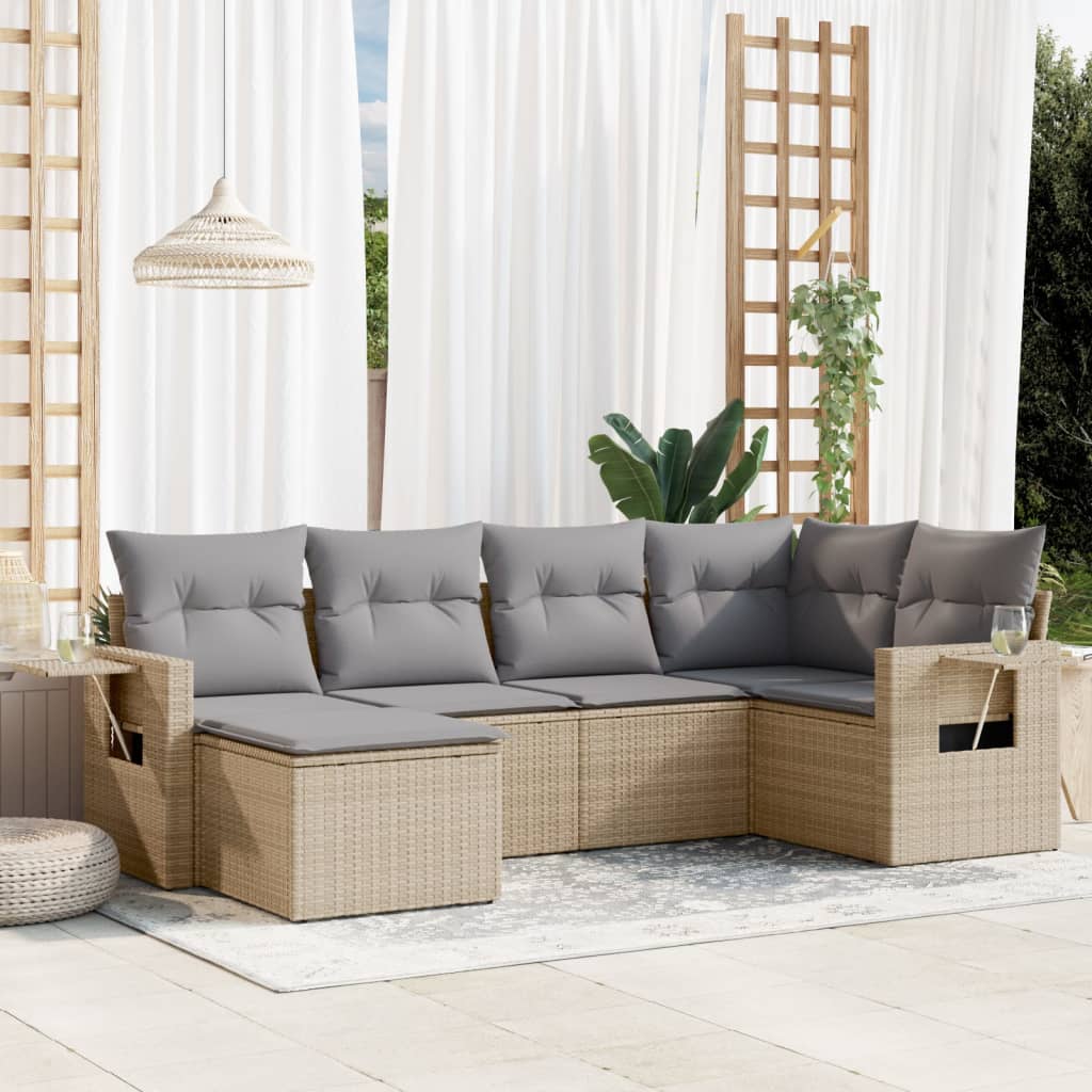 Set Mobilier De Grădină Cu Perne, 6 Piese, , Poliratan