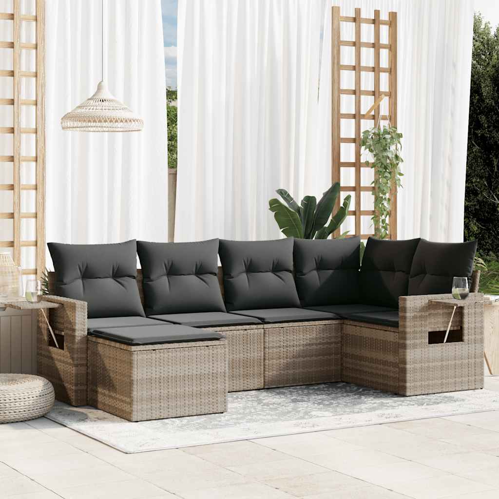 Set Mobilier De Grădină Cu Perne, 6 Piese, , Poliratan