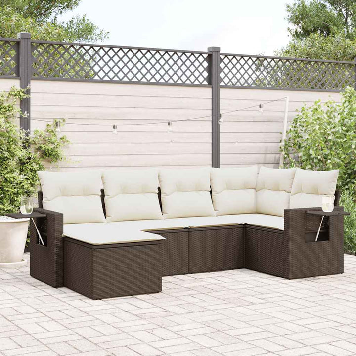Set Mobilier De Grădină Cu Perne, 6 Piese, , Poliratan