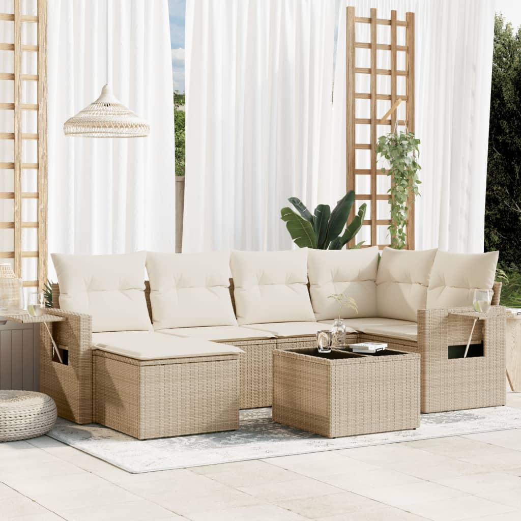 Set Mobilier De Grădină Cu Perne, 6 Piese, , Poliratan