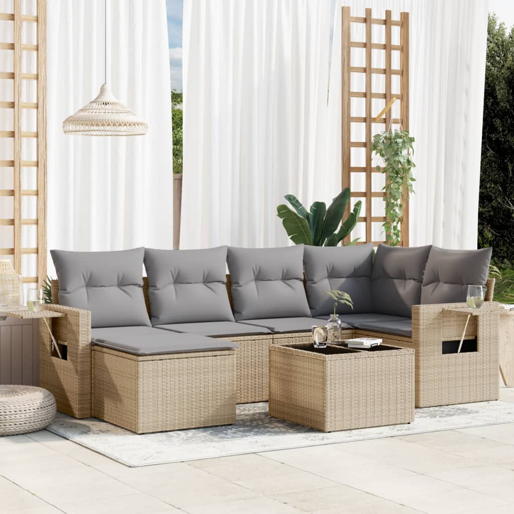 Set Mobilier De Grădină Cu Perne, 6 Piese, , Poliratan