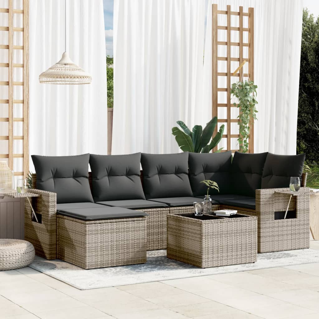Set Mobilier De Grădină Cu Perne, 6 Piese, , Poliratan