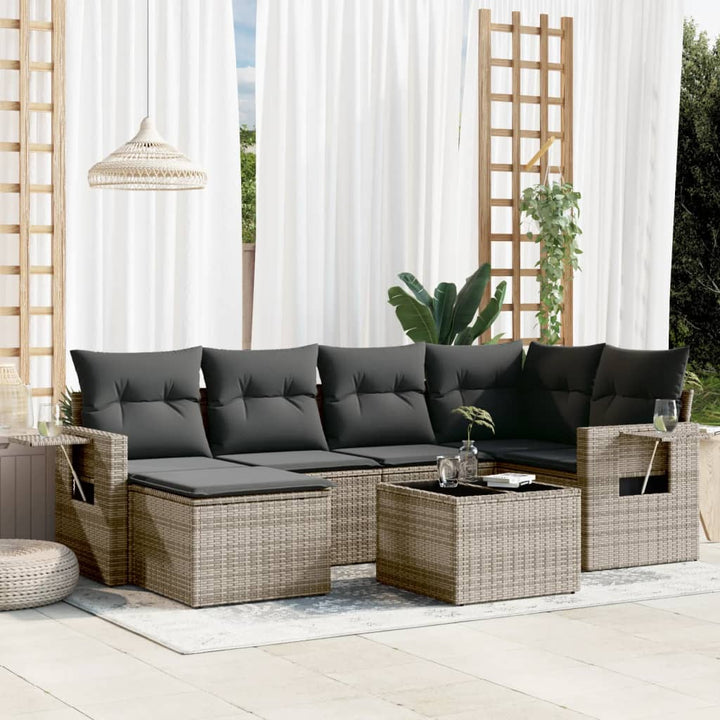 Set Mobilier De Grădină Cu Perne, 6 Piese, , Poliratan