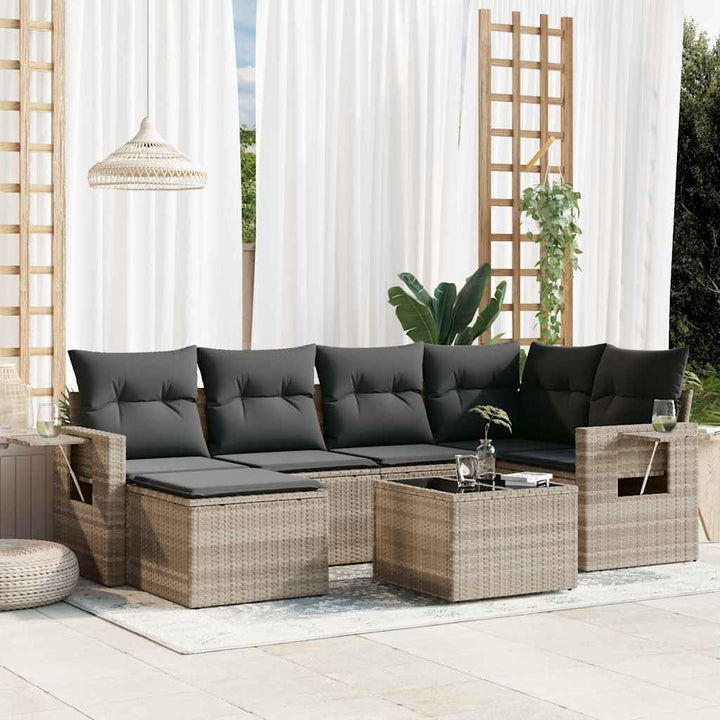 Set Mobilier De Grădină Cu Perne, 6 Piese, , Poliratan